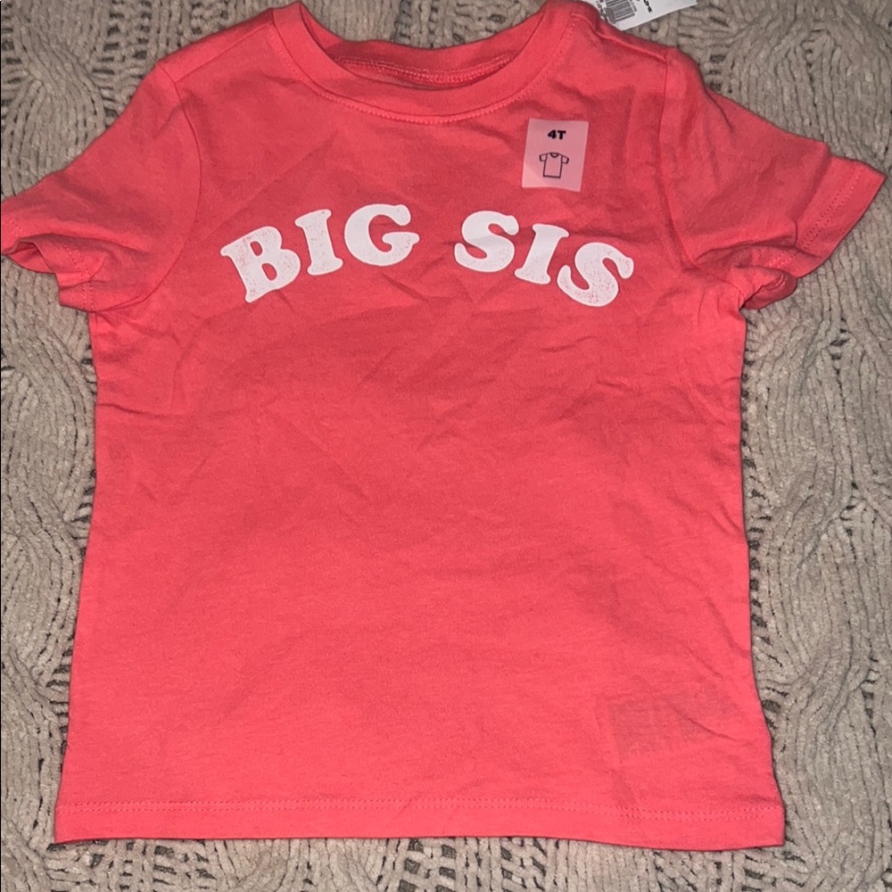 🌟 Big Sis Coral Kids T-Shirt Old Navy size 4T